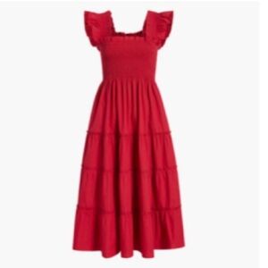 Red Ruffled Midi Dress